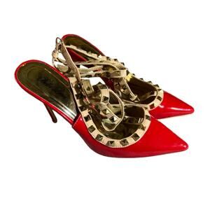 Bella Luna red stiletto high heels pointed toe womens 7.5